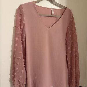 Elegant Pink V-Neck Women's Top